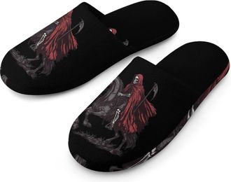 Generic Grim Reaper Skeleton Riding Horse Mens House Slippers Slip Indoor Slipper On Shoes Warm Outdoor