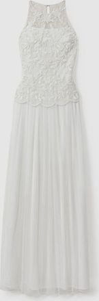Raishma Embellished High Neck Maxi Dress, Cream, 8
