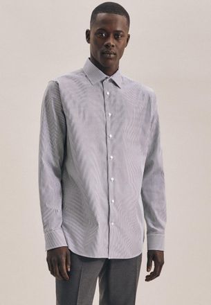 Seidensticker Businesshemd SEIDENSTICKER Schwarze Rose, Herren, Gr. M (40), normale &Auml;rmell&auml;ngen, blau (dunkelblau), 100% Baumwolle, gestreift, tailored fit, 2-Knopf