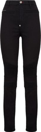Philipp Plein Denim High Waist Biker Iconic - Dames - Skinny Jeans - Zwart - W26 - Denim - Jeans