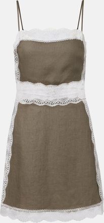 Staud Amalina lace-trimmed linen minidress