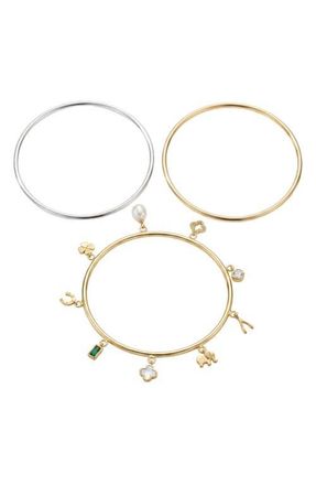 Argento Vivo Luck Set of 3 Bangle Bracelets in Two Tone at Nordstrom