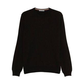 Corneliani Truien & Vesten, Heren, Zwart, L, Wol, Zwarte Ronde-hals Trui Hoge Kwaliteit Stijl