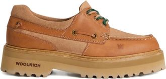 Woolrich leather platform boat shoes - women - Leather/Leather/Rubber/Suede - 39.5 - Brown