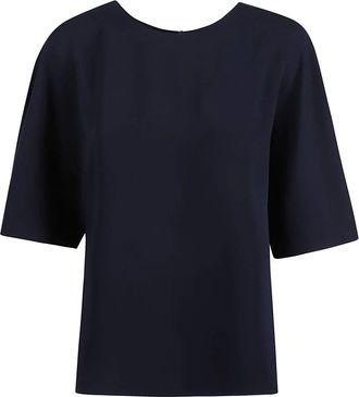 P.A.R.O.S.H. P.a.r.o.s.h., Overhemden, Dames, Blauw, L, Polyester, Blauwe zijden blouse met korte mouwen