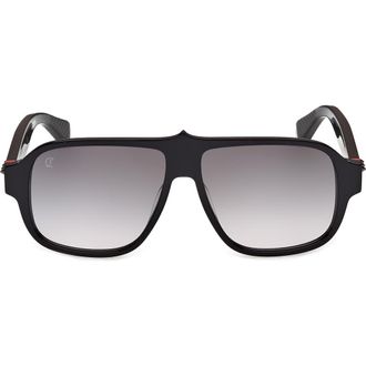 Christian Louboutin 59mm Navigator Sunglasses in Black/Gunmetal/Bilayer Black at Nordstrom