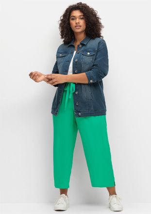 Sheego Jeansjacke SHEEGO, Damen, Gr. 44, blau (blau denim), 98% Baumwolle, 2% Elasthan, unifarben, Jacken Jeansjacke