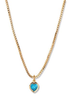 Brook & York Mackenzie Birthstone Heart Pendant Necklace in Gold/December at Nordstrom