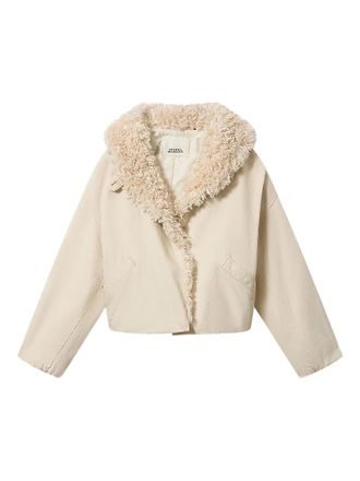 Isabel Marant Charone fur-trim jacket - women - Cotton/Polyester - 42 - Neutrals