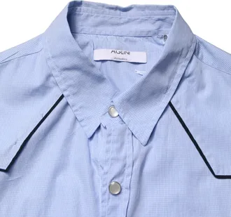 Aglini Light Blue Slim Fit Collared Long Sleeve Casual Mens Shirt (Pre-Owned)