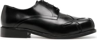 Stefan Cooke embroidered-detail leather derby shoes - men - Calf Leather/Calf Leather/Calf Leather - 43 - Black