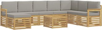 vidaXL Conjunto De Sof&aacute;s De Exterior 7 Uds. Blanco Y Gris Claro Vidaxl