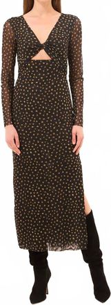 Misa Tamar Midi Dress In Golden Polka Dot Mesh