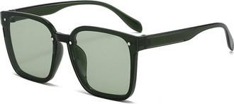 Generic Square Large Frame Trendy Sunglasses Mens And Womens Outdoor Commuting Beach Vacation Sports Party Sun Glasses(Green)