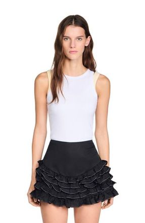 Sandro Ruffled skort with topstitching in Black at Nordstrom, Size 36 Eu