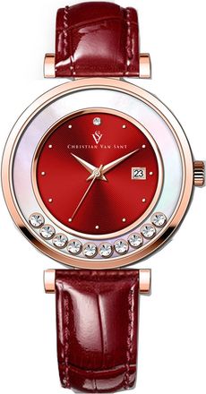 Christian Van Sant Womens Bria Red Dial Watch