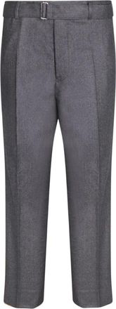 Officine G&eacute;n&eacute;rale Gegordelde Geplooide Flanellen Broek - Heren - Nette broeken - Grijs - XL - Wol - Broeken