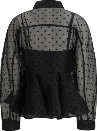 Ganni Womens Polka Dot Organza Shirt Black Recycled Polyester