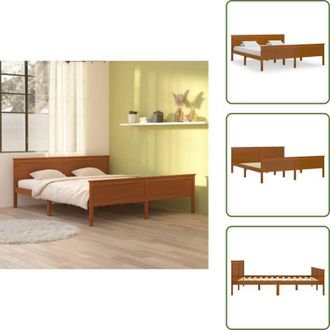 vidaXL The Living Store Giroletto Marrone Ambra in Legno Massello di Pino 180x200 cm - Letto matrimoniale