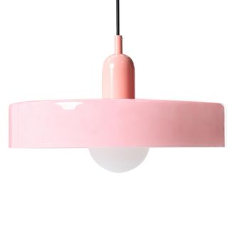 Beliani L&aacute;mpara Colgante De Vidrio Con Pantalla Circular Luminaria Moderna Minimalista Rosa Paala