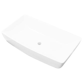 Berkfield Home Luxury Ceramic Basin Rectangular Sink White 71 x 39 cm