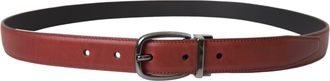 Dolce & Gabbana Brown Leather Silver Metal Buckle Belt Men