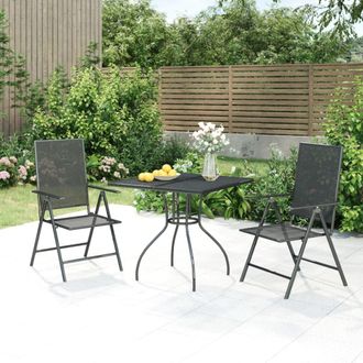 vidaXL Juego De Comedor De Jard&iacute;n 3 Piezas Acero Gris Antracita Vidaxl
