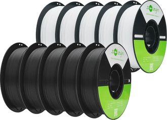 OEM Filamento Para Impresora 3d, 1,75 Mm De Di&aacute;metro, Material Ecol&oacute;gico, 5 Unidades Negras Y 5 Blancas