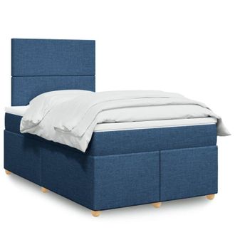 vidaXL Cama Box Spring Con Colch&oacute;n Tela Azul 120x190 Cm Vidaxl