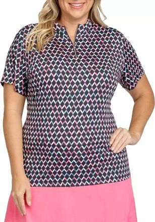 Kohls Short Sleeve 1/4 Zip Shoulder Inserts Polo In Unvailed