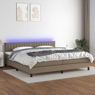 vidaXL Vidaxl - Cama Box Spring Colch&oacute;n Y Luces Led Tela Gris Taupe 200x200 Cm