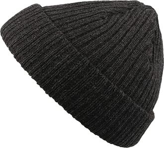 Atlantis Unisex Docker Short Beanie with Turn Up (One Size) (Black Melange)