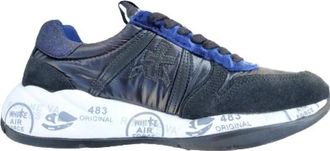 Premiata Layla Mixed Leather Lace-up Sneakers - Heren - Sneakers - Zwart - 40 EU - Leer - Schoenen