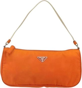 Prada Pre-owned Shoulder Bags, female, Orange, Size: ONE SIZE Pre-owned Pochette shoulder bag