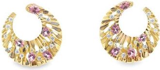 Hueb Bahia 18K Gold Diamond & Pink Garnet Hoop Earrings in Yellow Gold at Nordstrom
