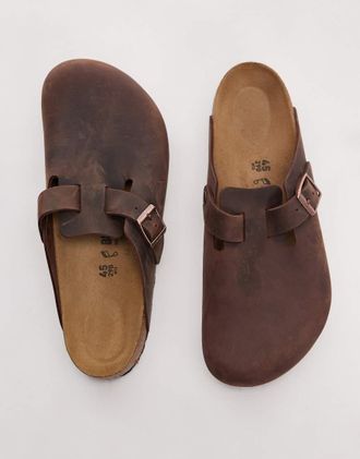 Birkenstock Boston - Zoccoli in pelle oliata marrone habana