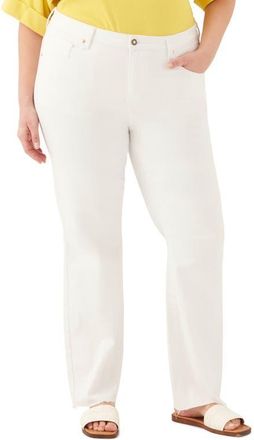 Karen Kane Raw Hem Straight Leg Jeans in Off White at Nordstrom, Size 18W
