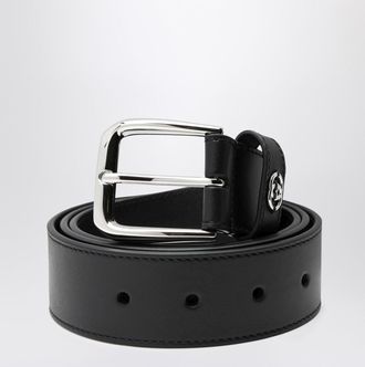 Gucci Black Leather Belt With Gg Crossover Detail