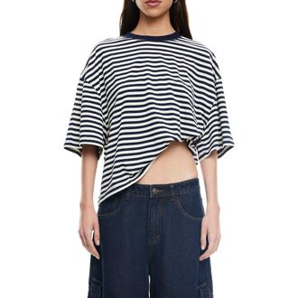 Lioness Bloom Stripe T-Shirt in White Navy Stripe at Nordstrom Rack, Size X-Small