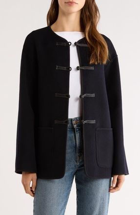 R&oacute;he Toggle Closure Double Face Wool & Cashmere Jacket in Navy at Nordstrom, Size 10 Us