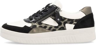Remonte Womens Leather Sneakers In Black/white/bronze