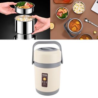 Infinite Termo Mini Olla De Acero Inoxidable 304 Con Termostato Inteligente 2 L, Beige Incluye Olla, Compartimento Para Arroz/verduras Y Cable Usb