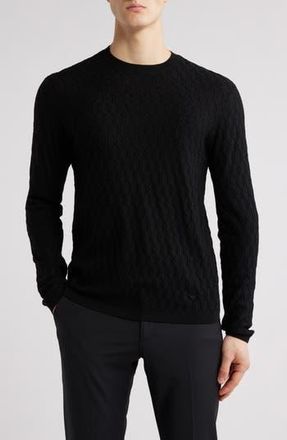 Emporio Armani Diamond Wool Blend Crewneck Sweater in Solid Black at Nordstrom Rack, Size Xxx-Large