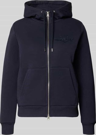 GANT Sweatjacke mit Zweiwege-Rei&szlig;verschluss und Label-Stitching in Marine, Gr&ouml;&szlig;e XXL