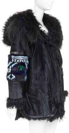 Pucci Emilio Pucci Vintage ethnic calf mixed shearling raccoon fur coat