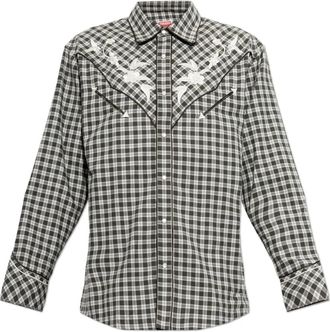 Kenzo Floral Motif Shirt - Heren - Casual Overhemden - Groen - L - Katoen - Overhemden