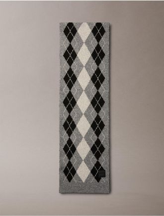 Calvin Klein Womens Argyle Scarf - Grey