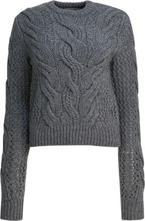 Sportmax Radio Crewneck Sweater - Dames - Ronde hals truien - Grijs - L - Wol - Truien & Vesten