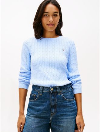 Tommy Hilfiger Womens Cable Knit Sweater - Blue - XXL