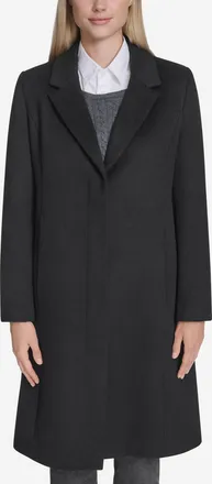 Cole Haan Womens Knotch Lapel Wool Coat - Black Size 14